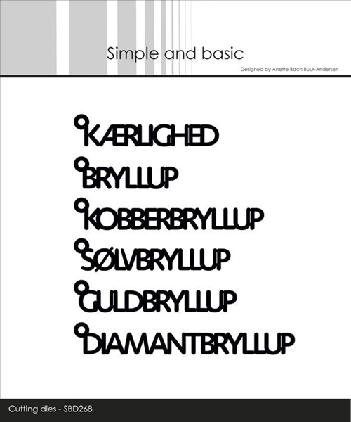 Simple and basic die Texts whanger Danske tekster: Bryllup 4,5x1,4cm
